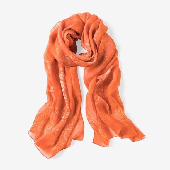 White House Black Market Silk Floral Shadow Scarf - Picture 1 of 2